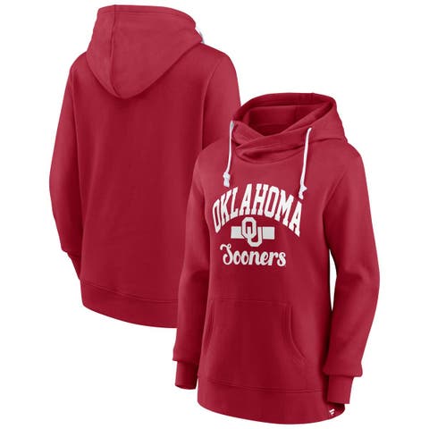 Women's Fanatics  Crimson Oklahoma Sooners Iconic Fleece Pullover Hoodie