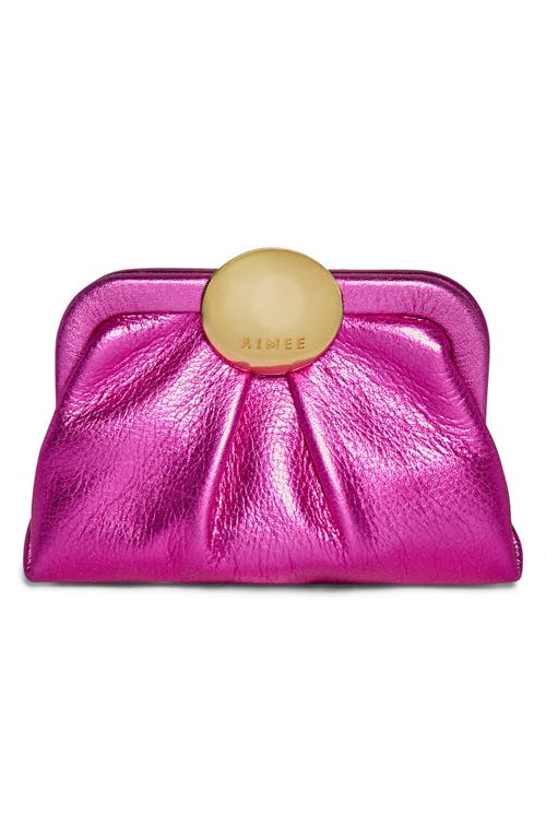 Aimee Mini Full Circle Leather Frame Crossbody Clutch In Black