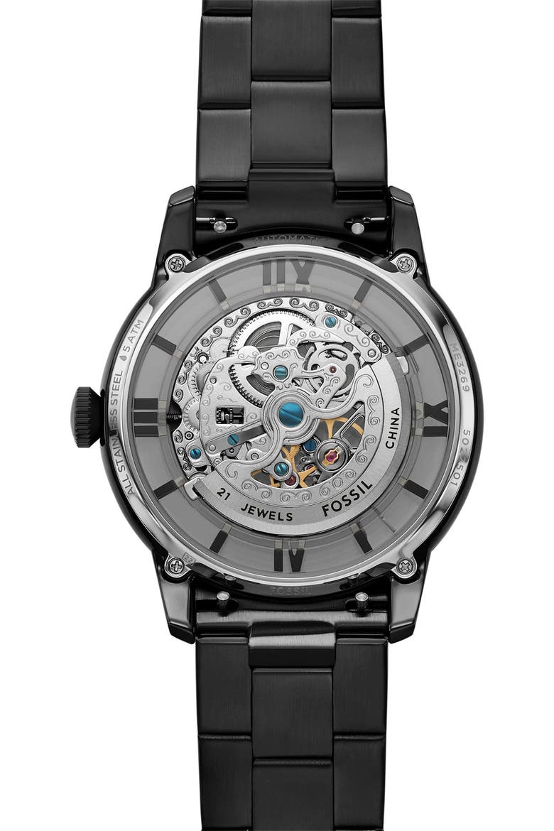 Townsman Automatic Bracelet Watch, 44mm, Alternate, color, BLACK