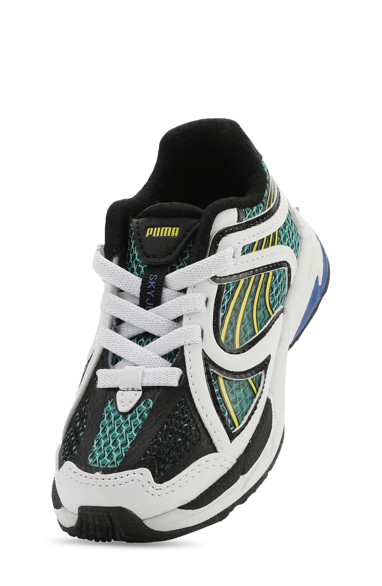 Kids' Skyjet Sneaker, Alternate, color, PUMA WHITE/ GREEN/ LEMON