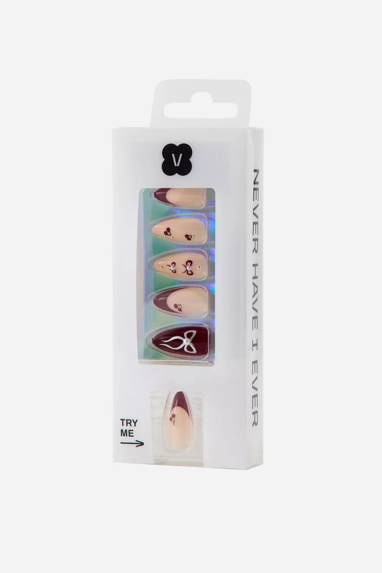 Cherry Cola Almond Press On Nails, Main, color, Wine Red