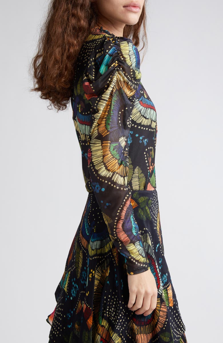 FARM Rio Colorful Birds Long Sleeve Mesh Shirt, Alternate, color, 