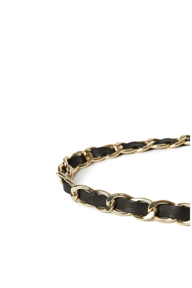 Gwen Leather & Chain Belt, Alternate, color, BLACK GOLD