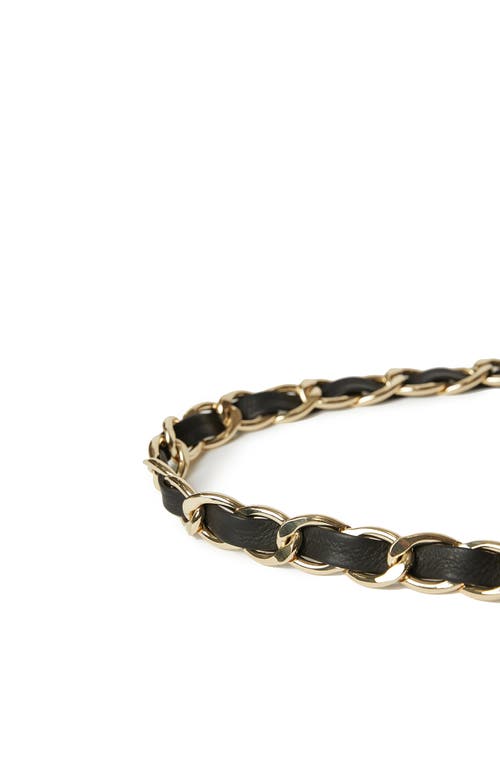 B-low The Belt Gwen Leather & Chain Belt In Black Gold