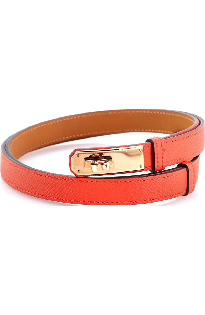 Pre-Owned Hermes Kelly Belt Leather Thin, Main, color, Red