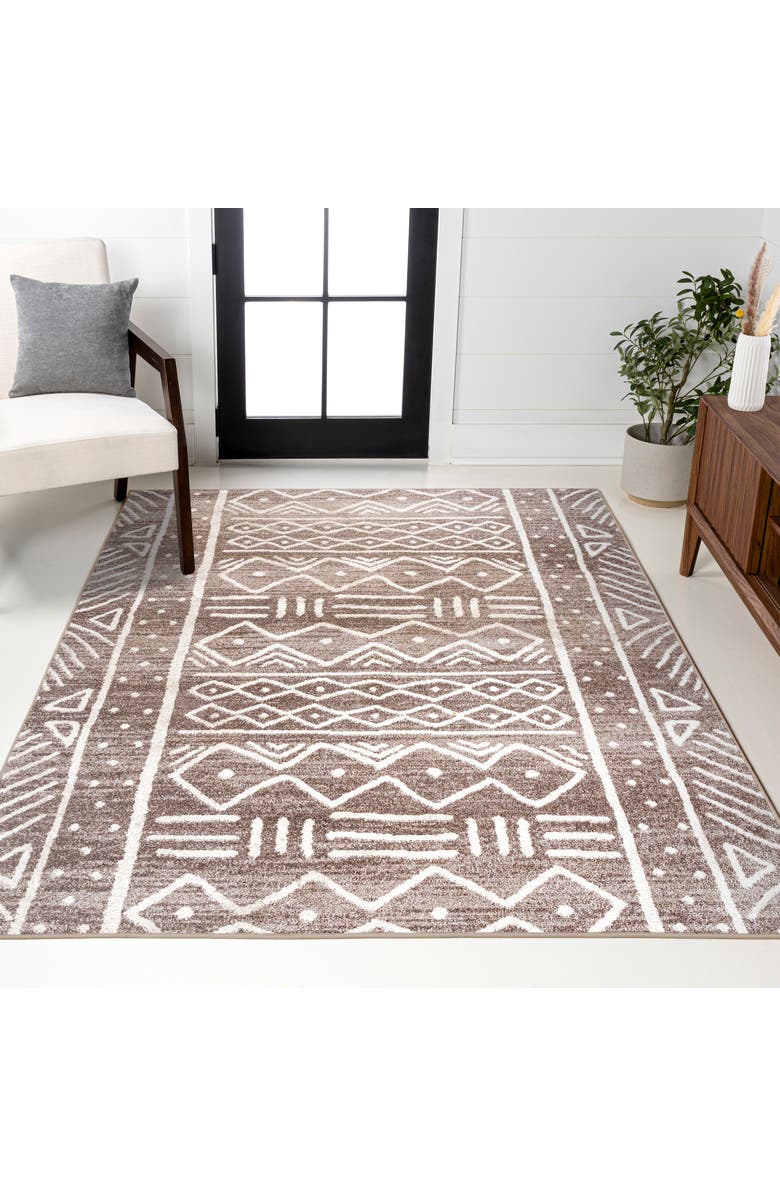 JONATHAN Y Amanar Geometric Area Rug, Alternate, color, Brown/Ivory