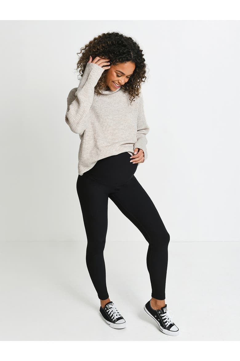Maternity Regular Winter Leggings, Main, color, Black