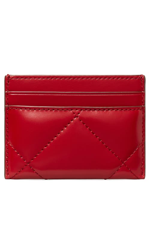 Tory Burch Kira Diamond Quilted Leather Card Case In Red