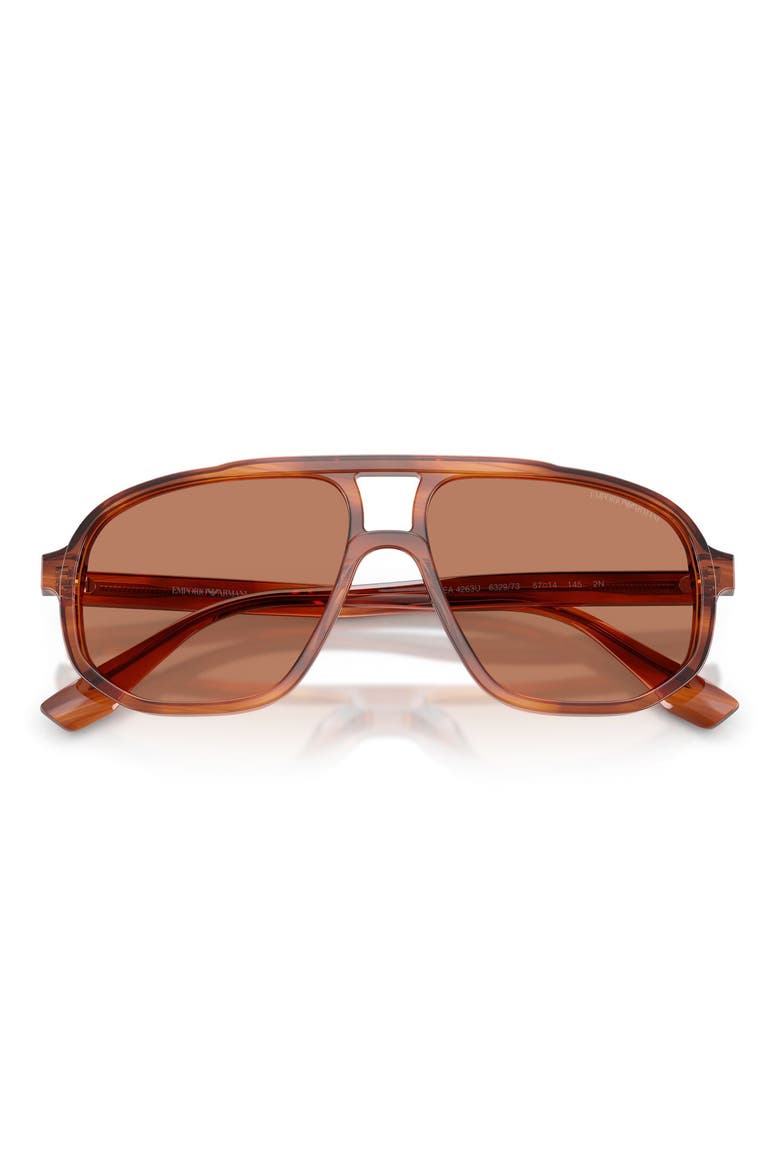 57mm Pilot Sunglasses, Alternate, color, STRIPED DARK BROWN / BROWN