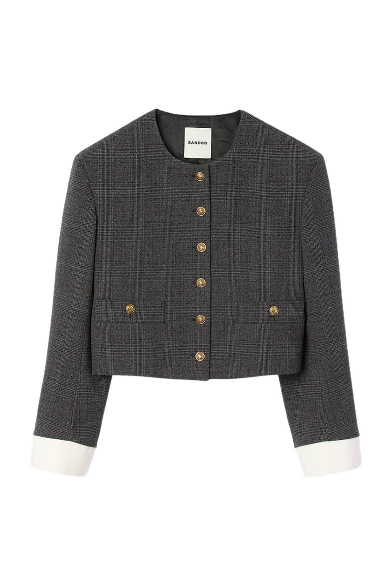 Rhinestone tailored jacket, Alternate, color, Grey / brown