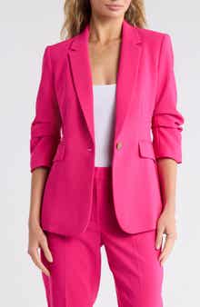 DKNY Ruched Sleeve Blazer