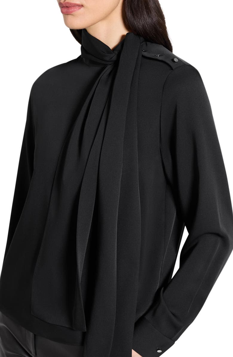 Theory Tie Neck Silk Top, Alternate, color, Black