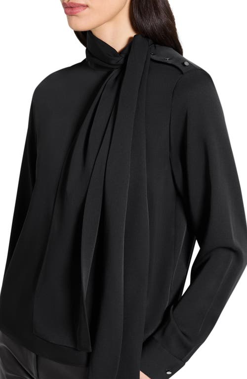 Theory Black Blouse With Scarf In Silk Woman In Black
