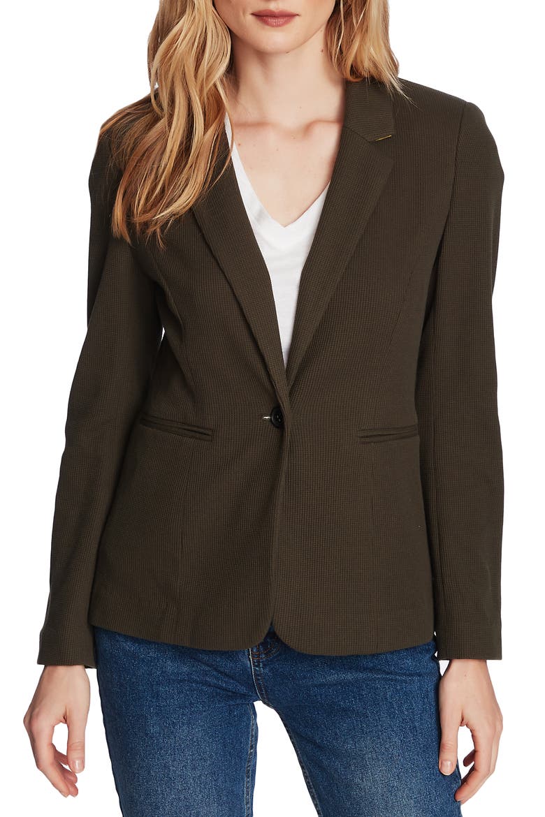 1.STATE Stretch Waffle Knit Blazer, Alternate, color, OLIVE FERN