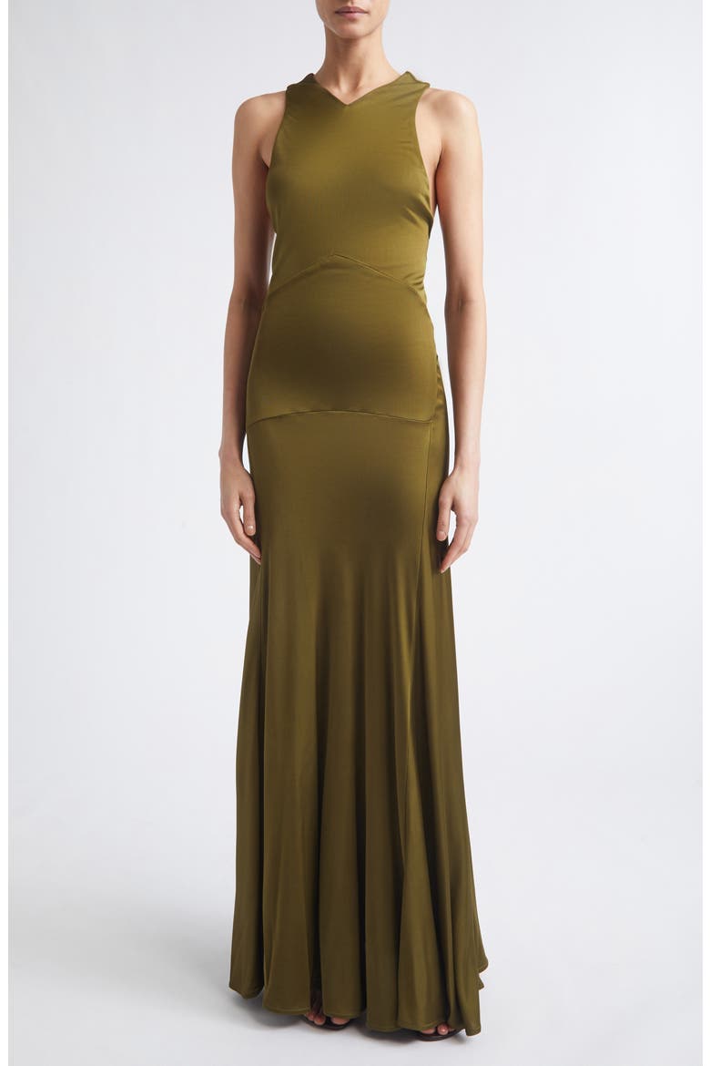 Naia Satin Jersey Maxi Dress, Main, color, MOSS