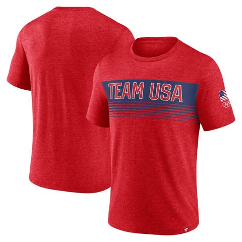 Men's Fanatics Heather Red Team USA Bold Stripes T-Shirt