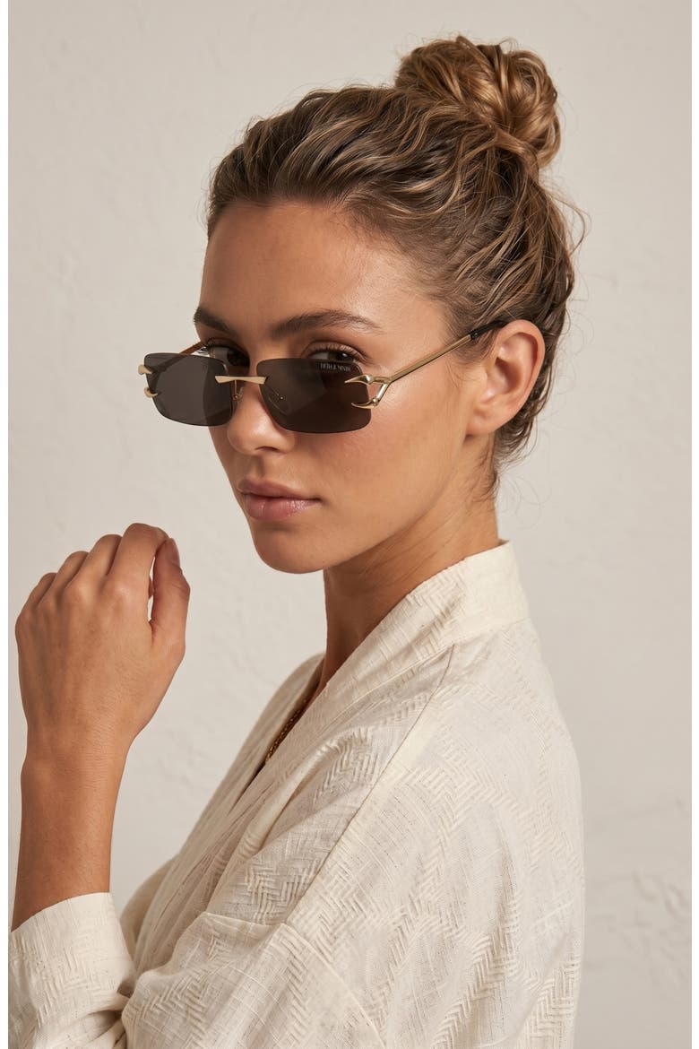Voss 58mm Rectangular Sunglasses, Alternate, color, GOLD/ BROWN