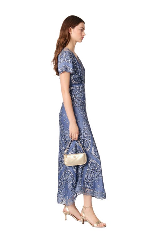 Maje Ribleuta Bandana-print Midi Dress In Blue Bandana Print