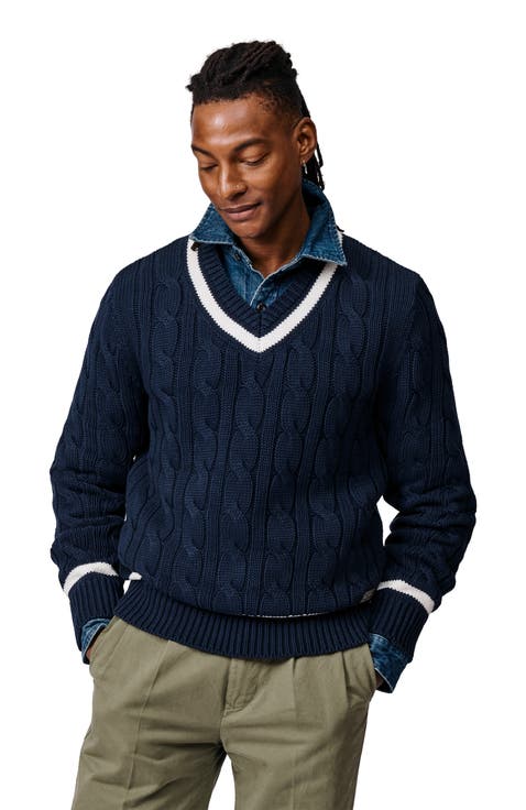 Denton Cotton V-Neck Knit Cricket Jumper