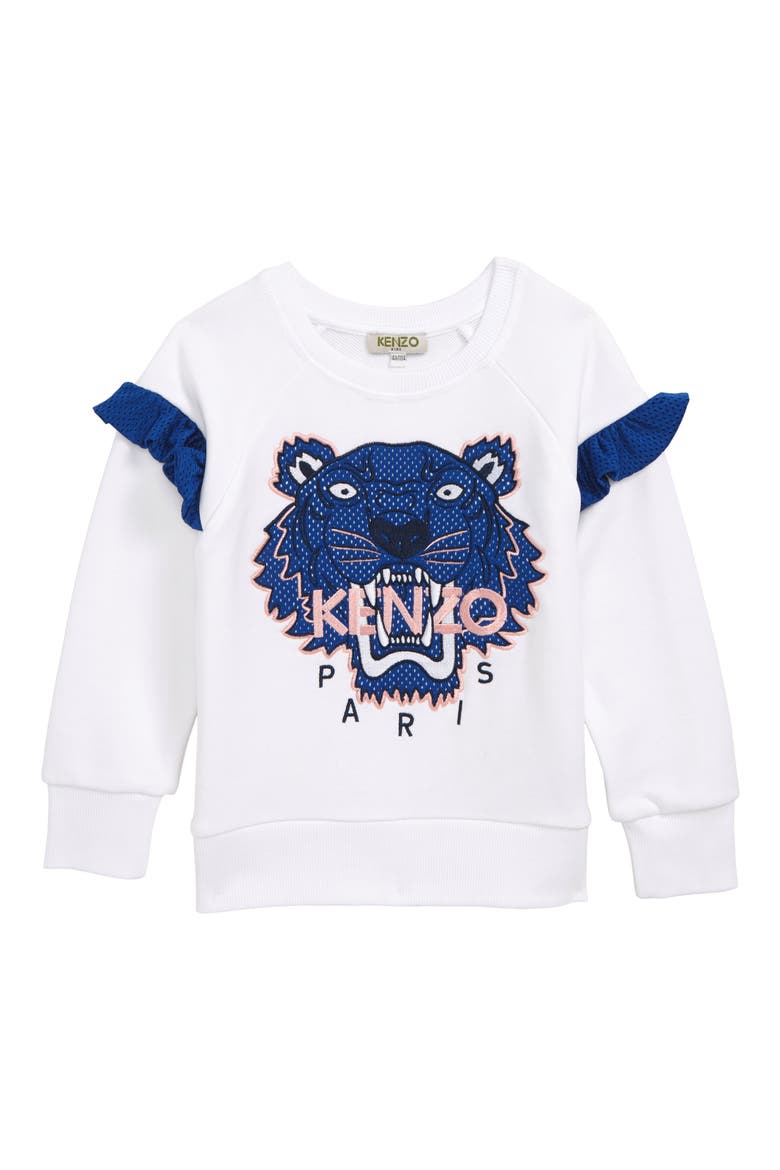 Ruffle Sleeve Sweatshirt, Main, color, WHITE