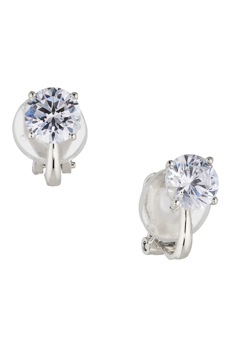Modern Love Round Clip-On Earrings, Main, color, RHODIUM