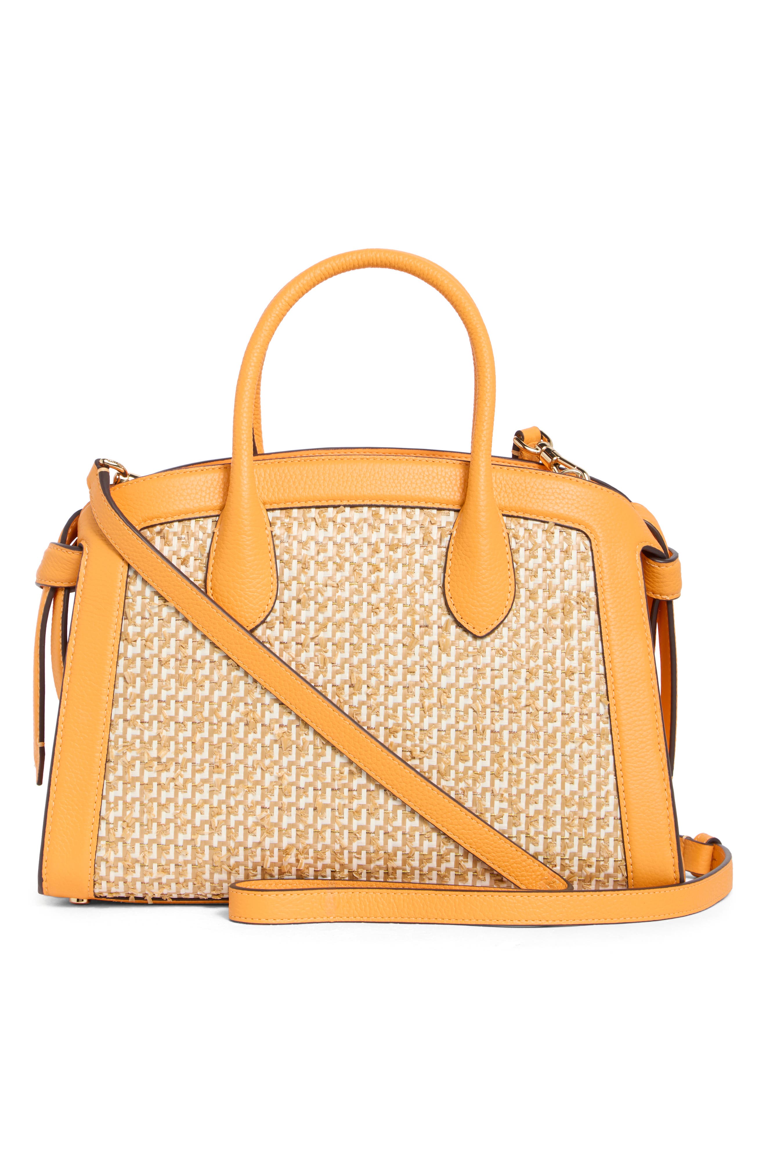 Knott Raffia Tweed Medium Zip Satchel, Alternate, color, SUNSET BLAZE MULTI