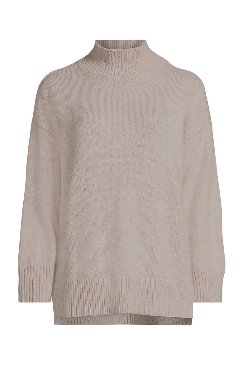 Dweller Split Hem Turtleneck Sweater, Alternate, color, Oatmeal Tan Heather