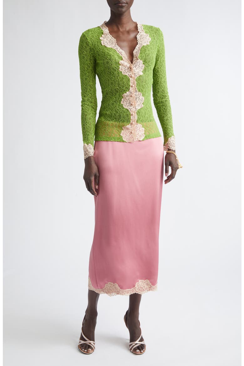 Lace Trim Satin Cady Slip Skirt, Alternate, color, DUSTY ROSE