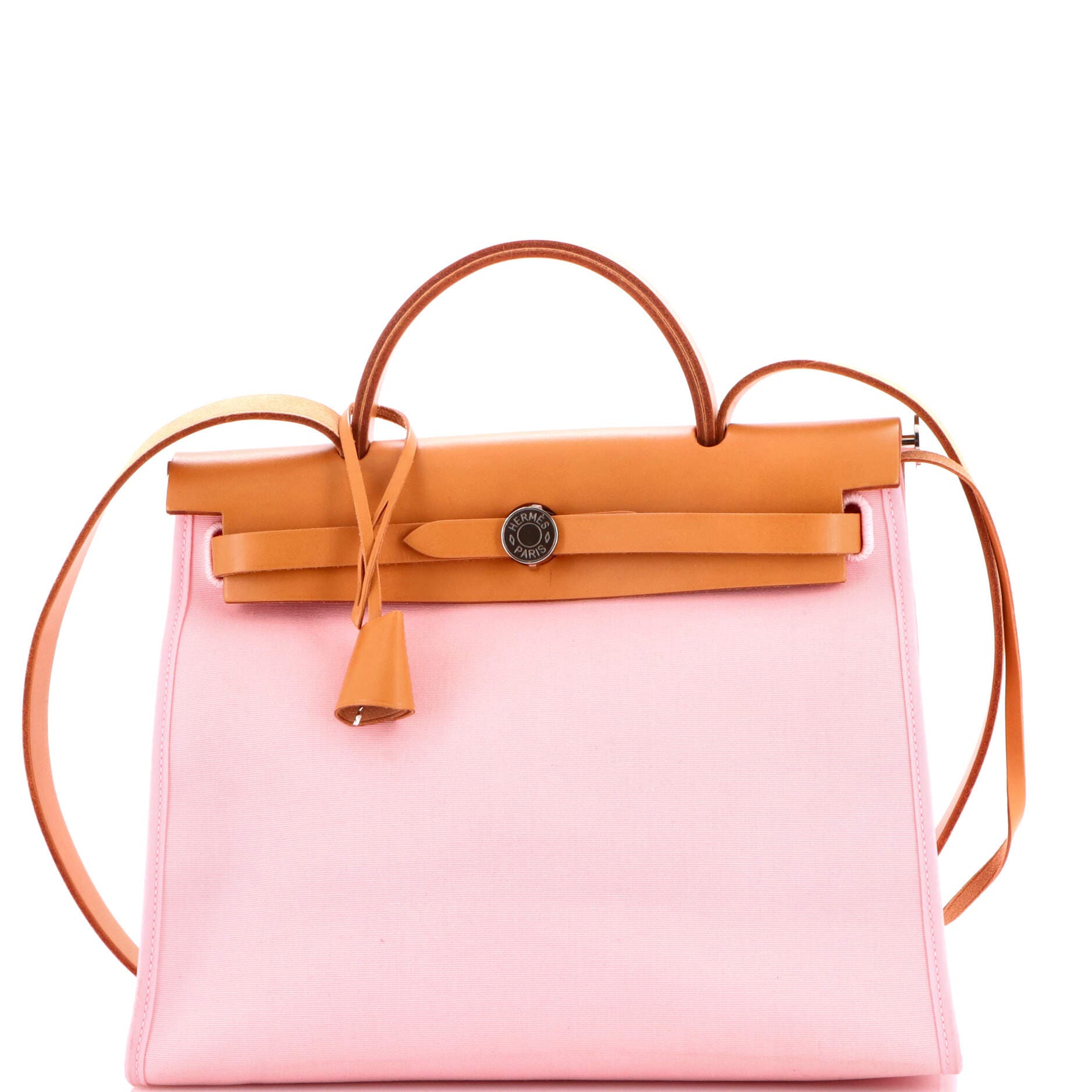 Pre-Owned Hermes Herbag Zip Leather and Toile 31, Main, color, Rose Confetti