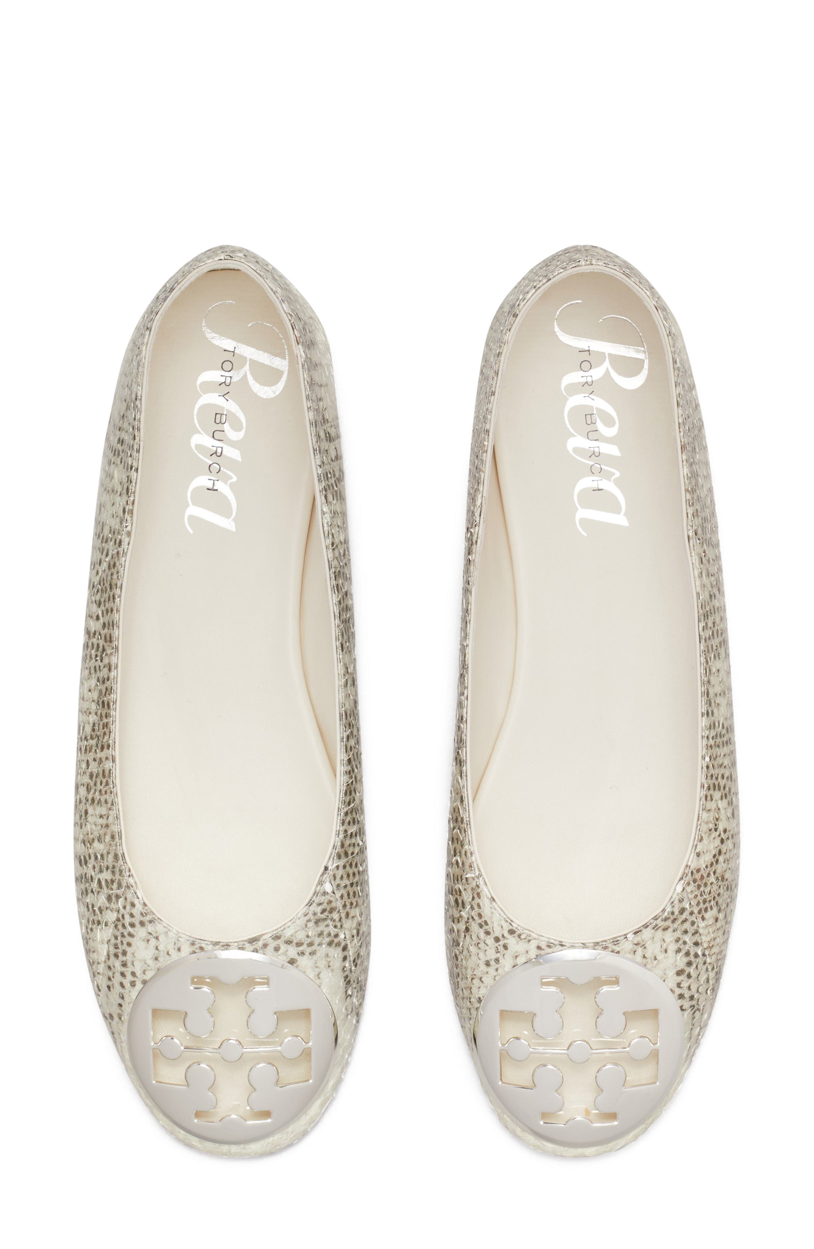 Reva Leather Ballet Flat, Alternate, color, LIZARD SNAKESKIN PRINT/ SILVER