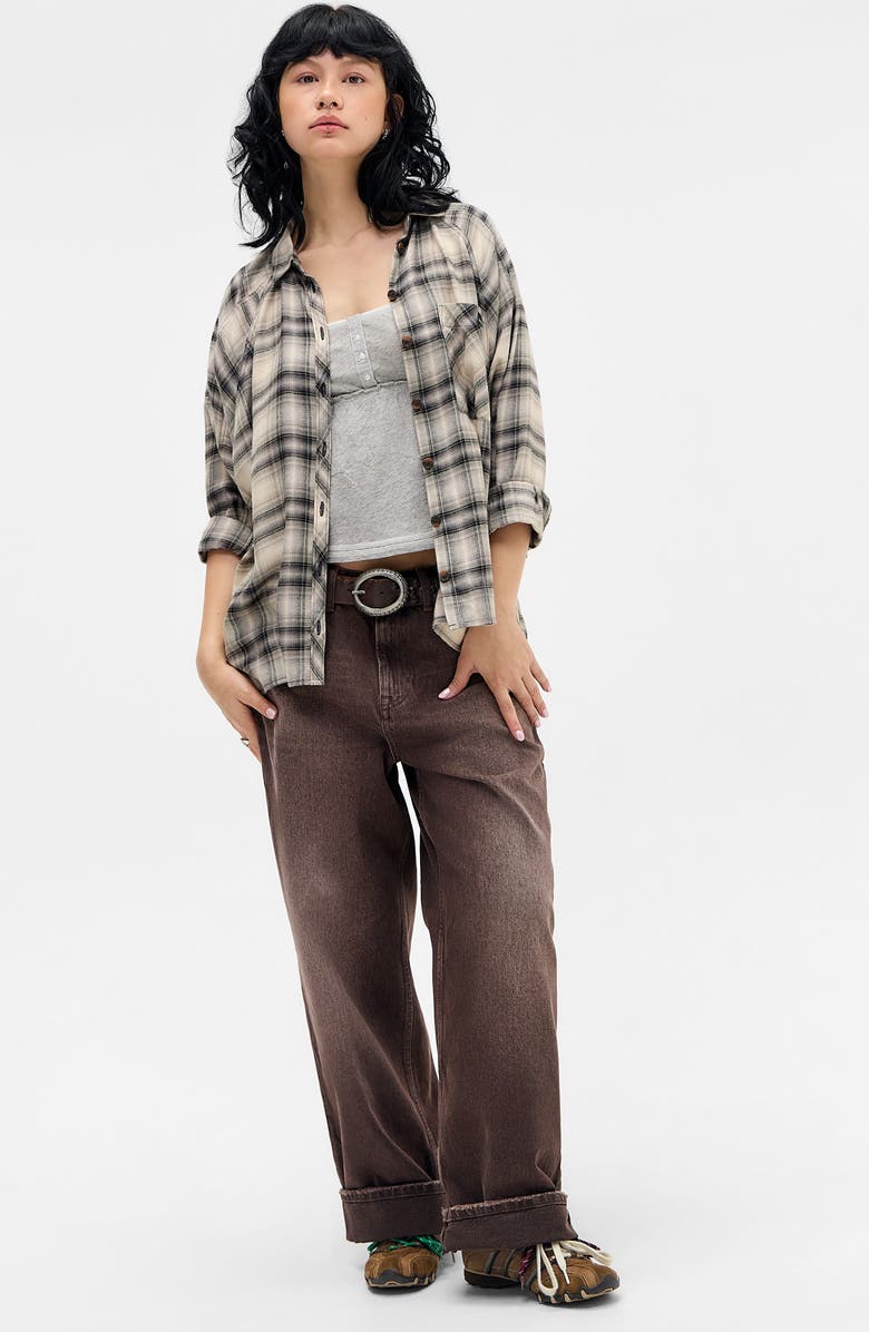 BDG Urban Outfitters Brendan Check Oversize Button-Up Shirt, Alternate, color, Green Check