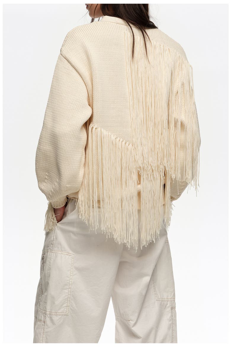 Fringe-Detail Cardigan, Alternate, color, IVORY