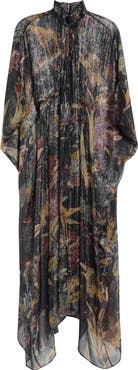 Etro Metallic Stripe Print Silk Chiffon Dress