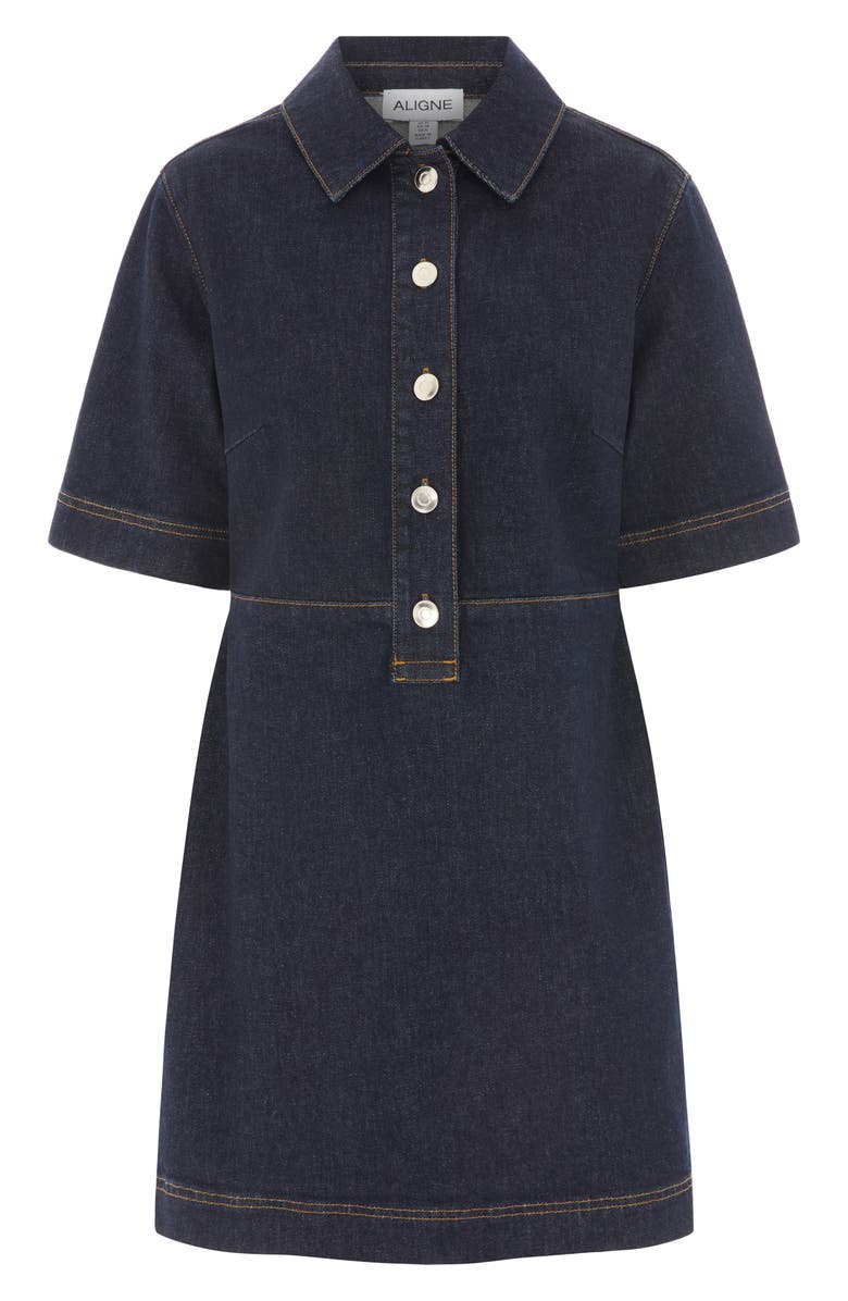 ALIGNE Amber Denim Mini Shirtdress, Alternate, color, Indigo