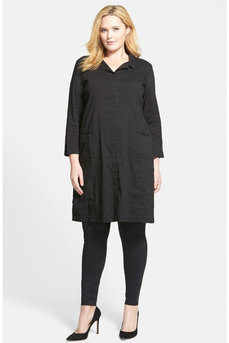 Classic Collar Shirtdress, Main, color, BLACK