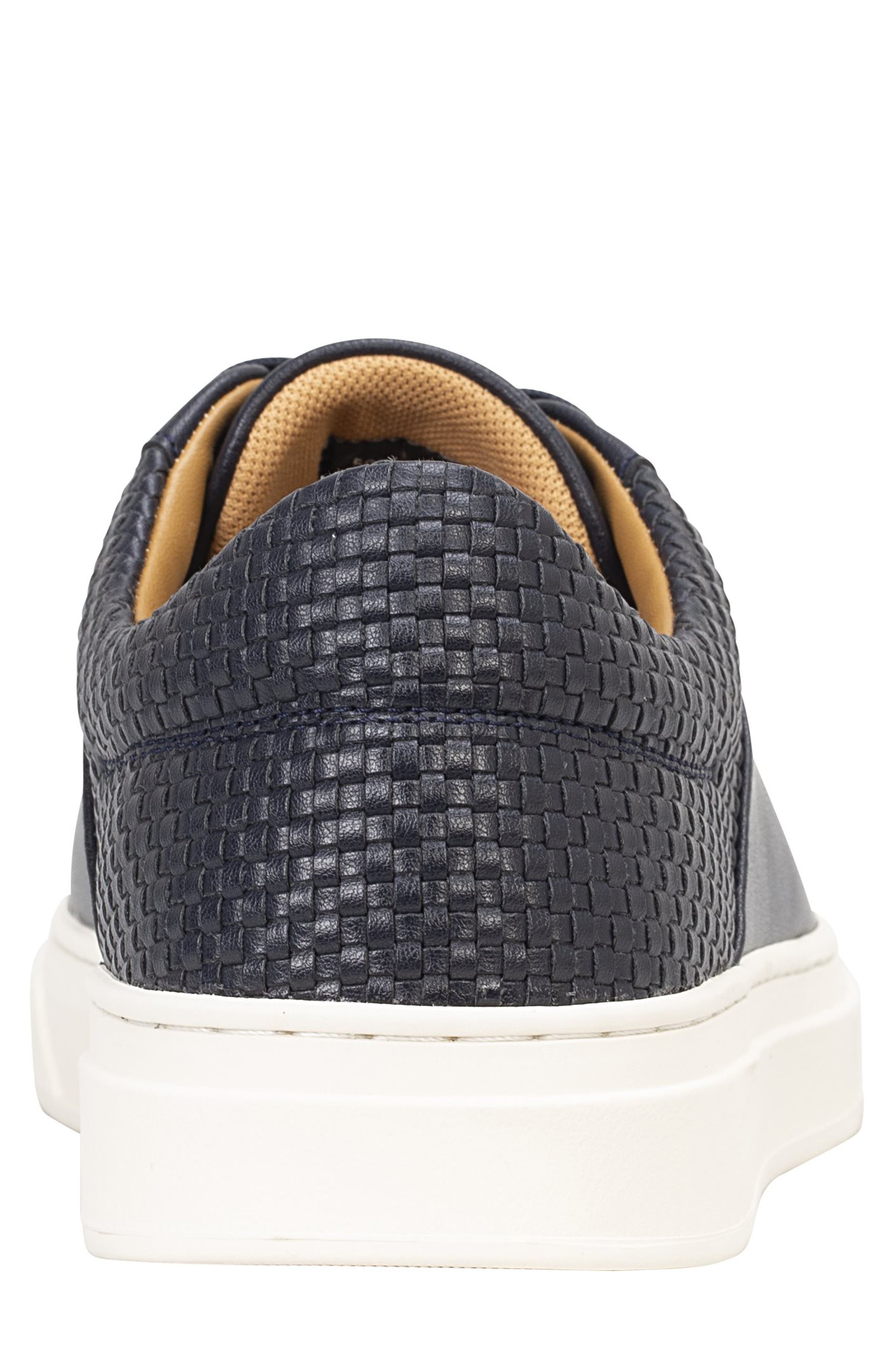 BOSS Kieran Woven Leather Low Top Sneaker, Alternate, color, Dark Blue
