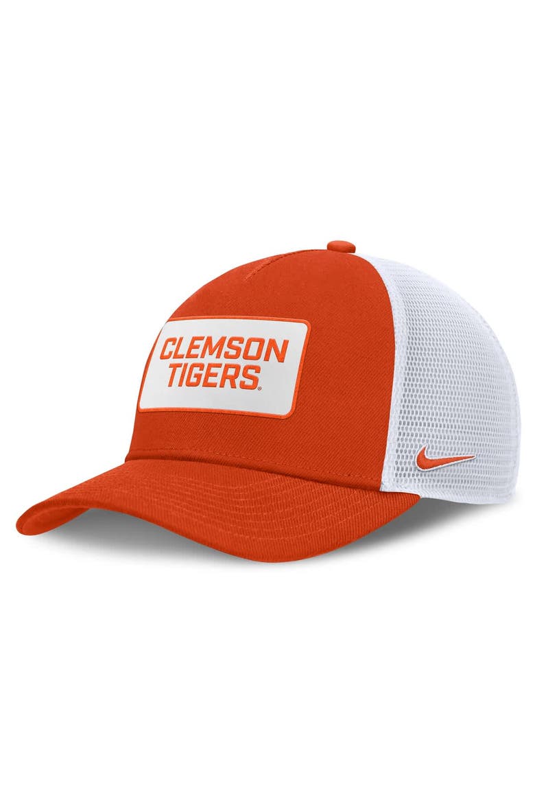 Men's Nike Orange/White Clemson Tigers 2025 On-Field Rise Patch Trucker Adjustable Hat, Main, color, Orange