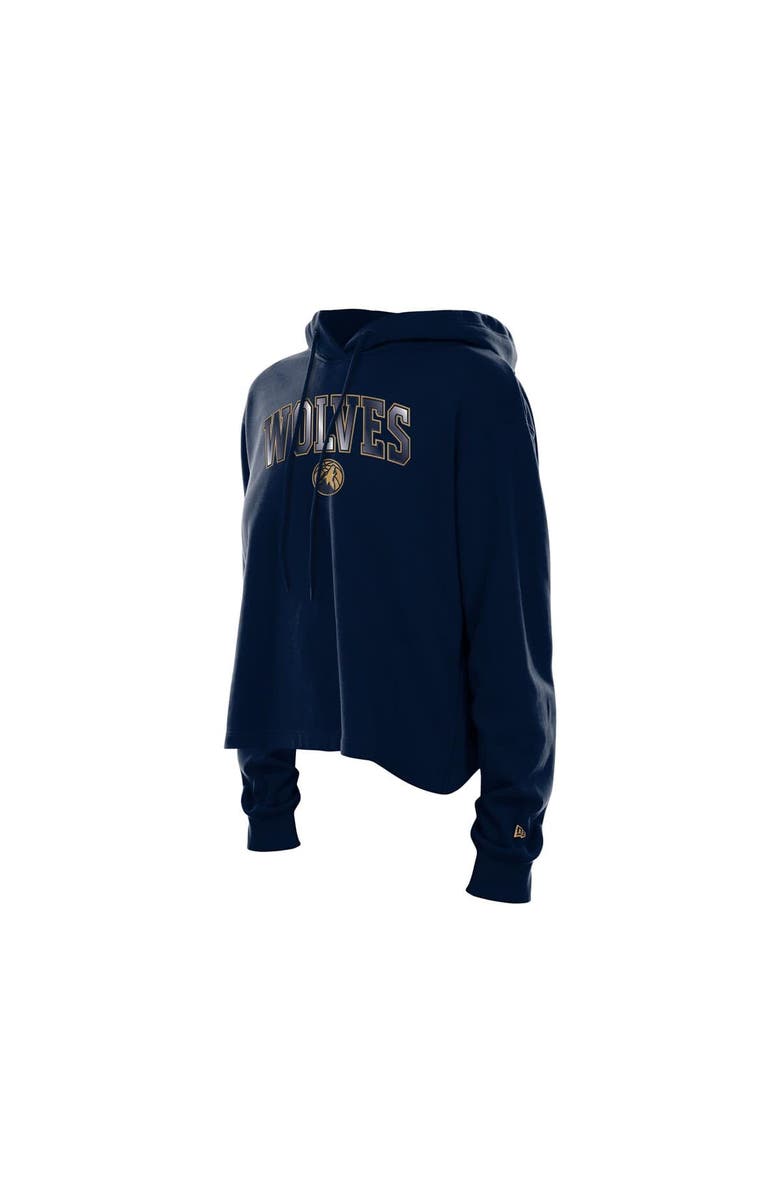 New Era Women
s New Era Navy Minnesota Timberwolves Glam Game Open Back Hoodie, Alternate, color, Navy