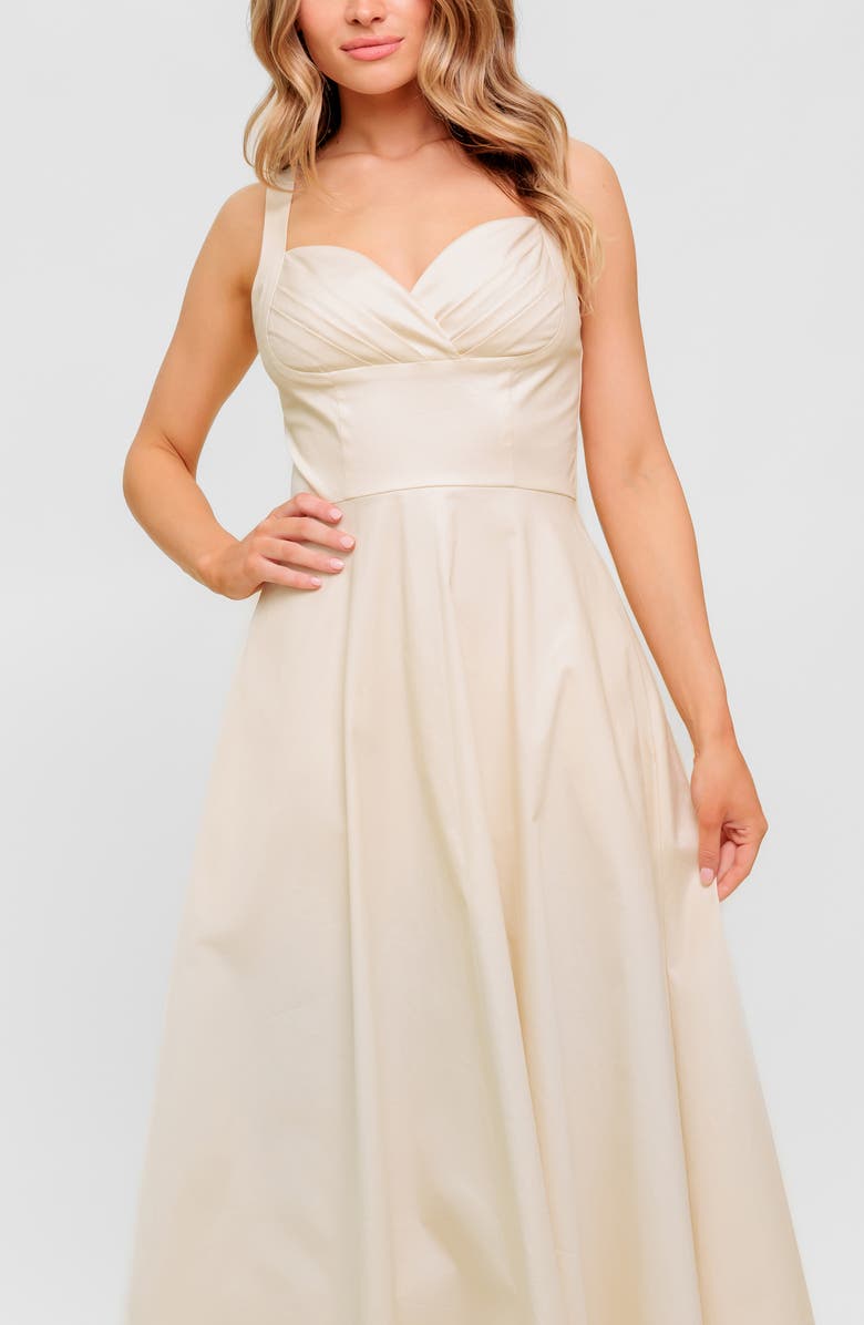 FLYING TOMATO Sweetheart Twill Maxi Dress, Alternate, color, Cream