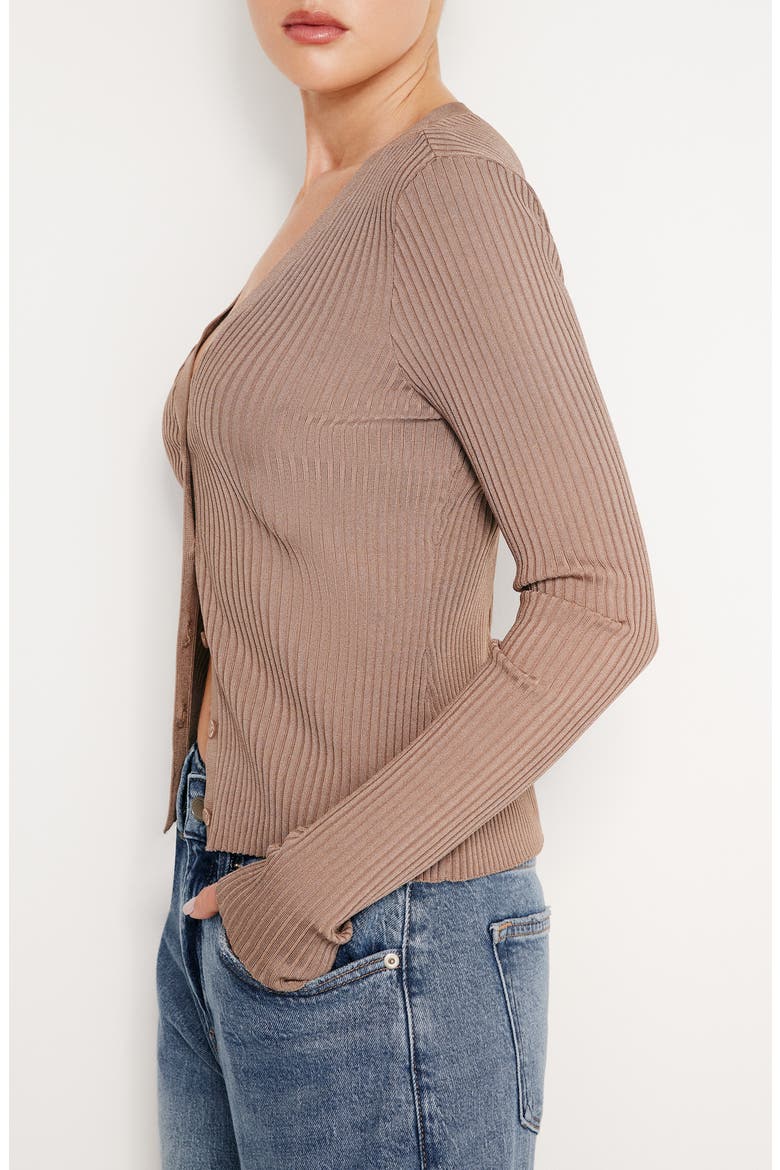 Shine Rib Cardigan, Alternate, color, PUTTY