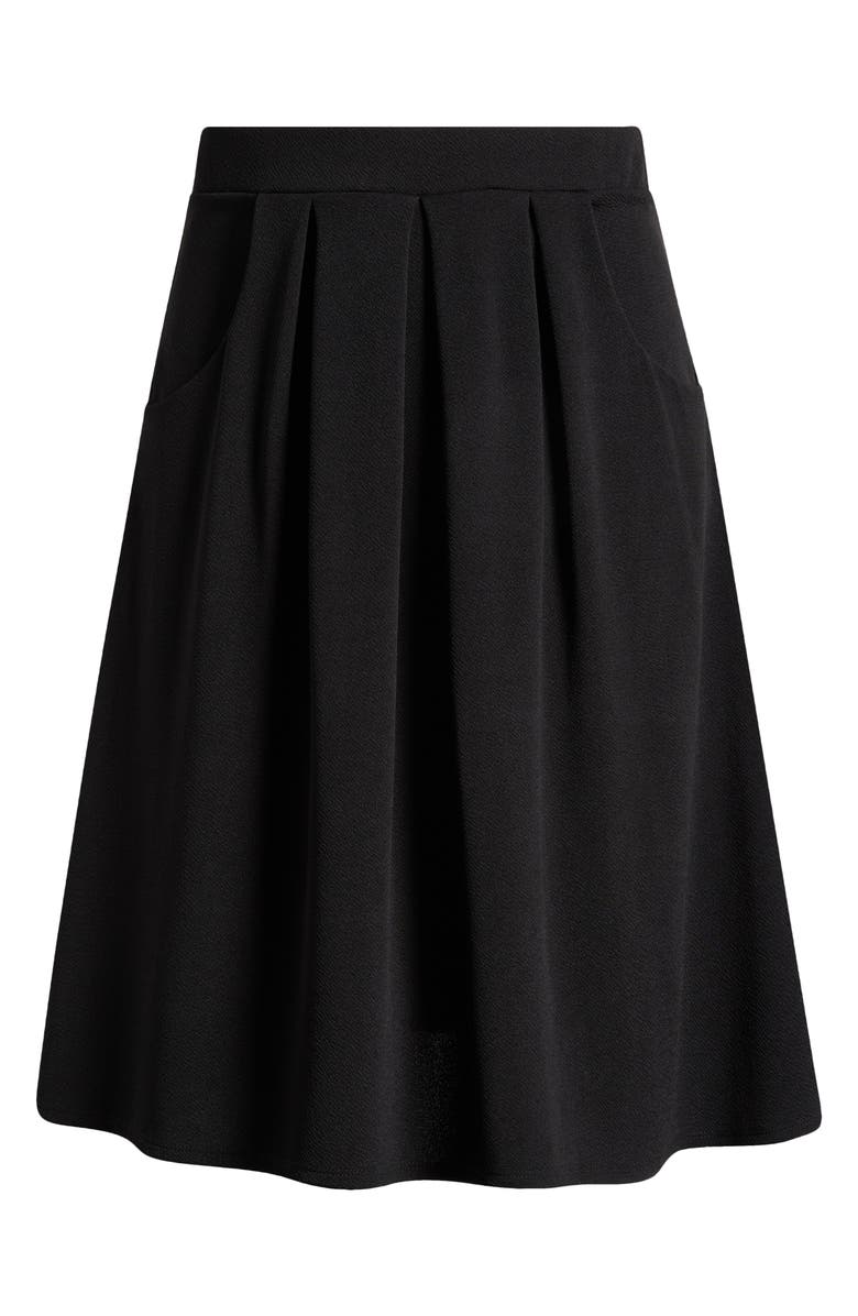 24seven Comfort Apparel Pleated Elastic Waist Skirt, Alternate, color, Black