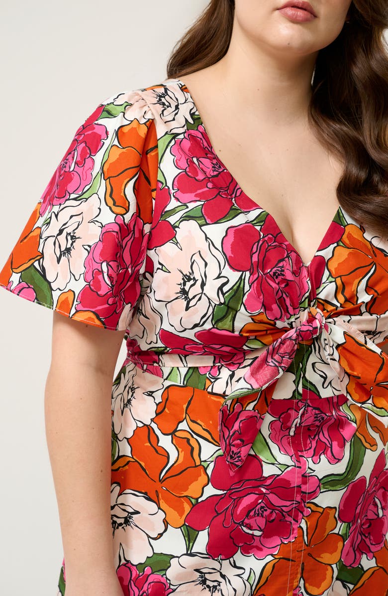 Estelle Nadja Floral Cotton Midi Dress, Alternate, color, Orange Print