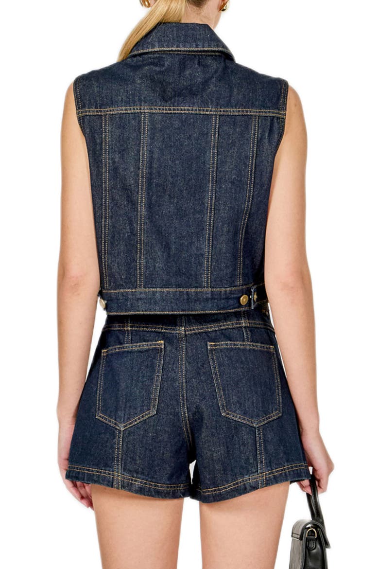Crop Denim Vest, Alternate, color, DARK NAVY