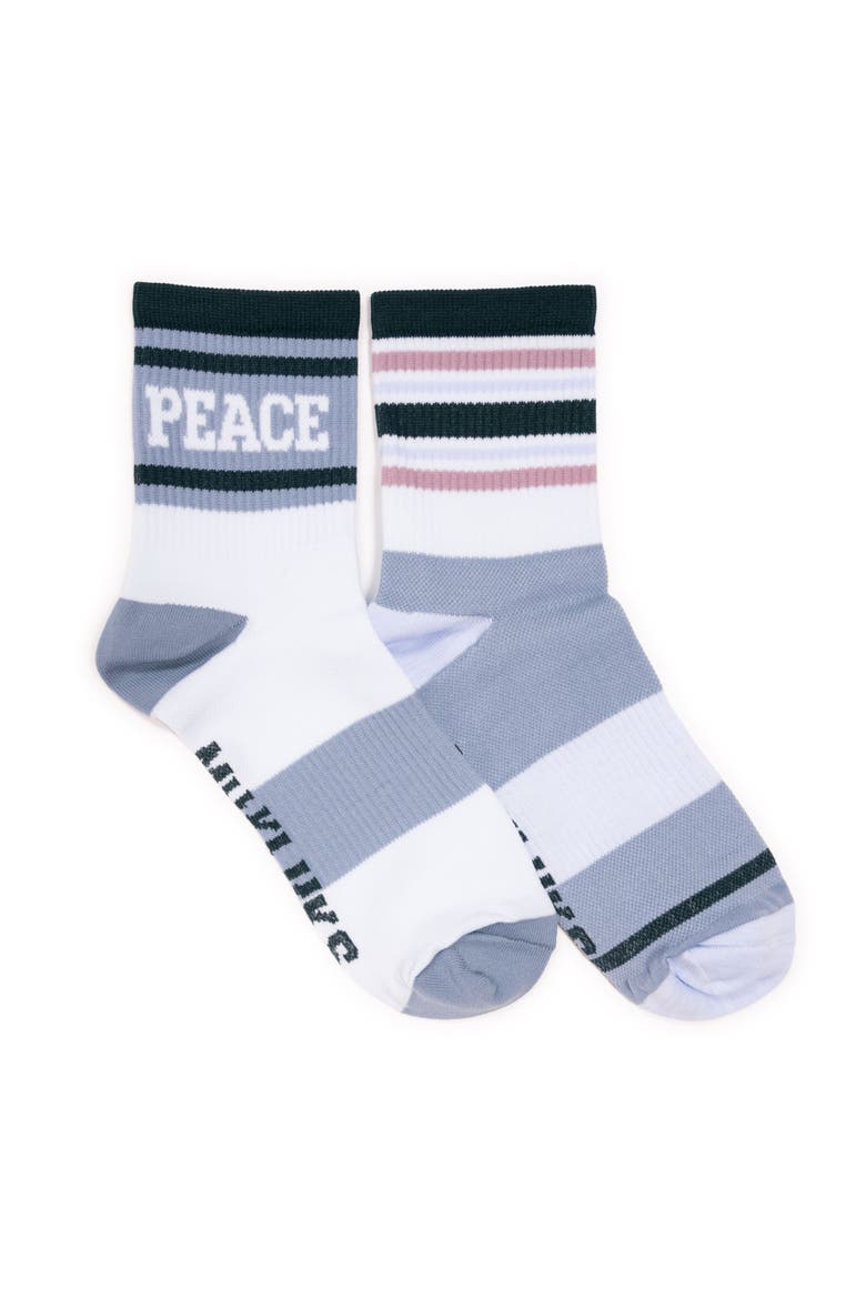 Nylon Quarter Crew Compression Socks 2 Pair Pack, Main, color, Blue Pack