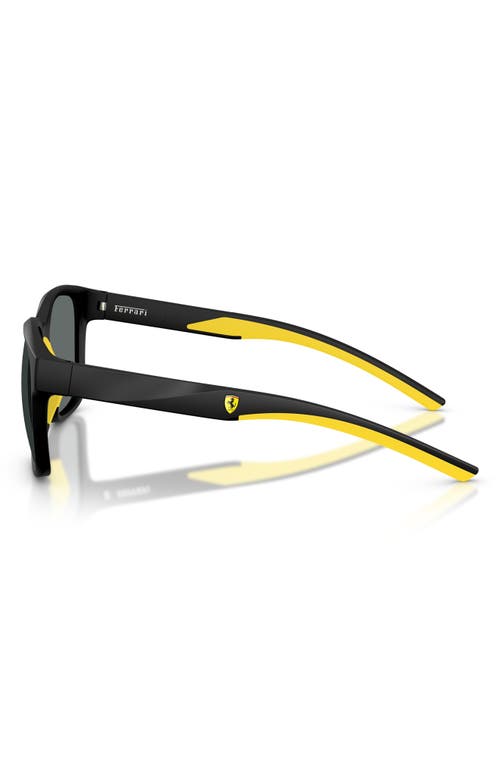 Scuderia Ferrari 56mm Square Sunglasses In Matte Black/dark Grey Polar