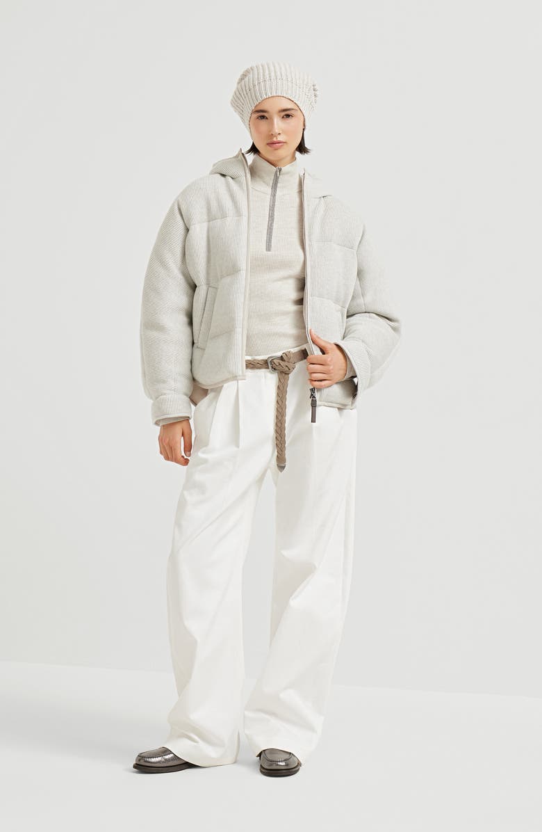 Brunello Cucinelli English rib knit down vest, Alternate, color, Silver