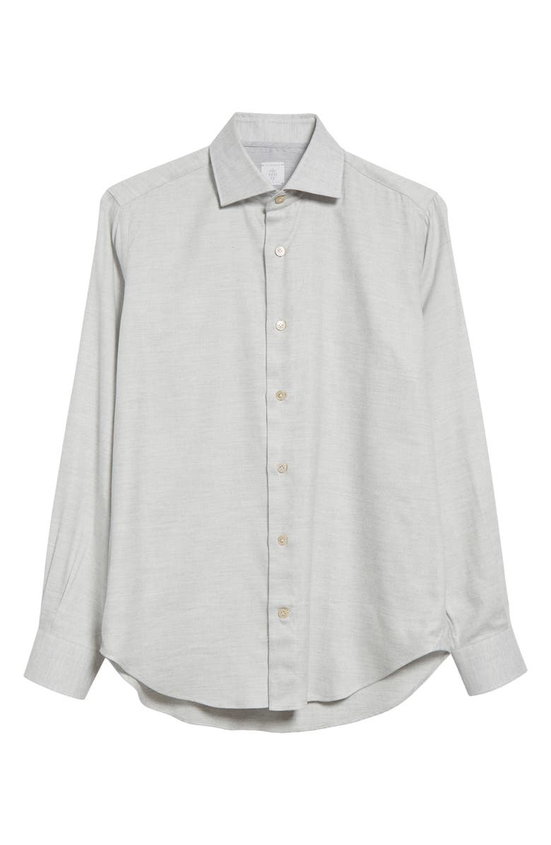 Eleventy Cotton Blend Mélange Button-Up Shirt, Alternate, color, Light Gray Melange