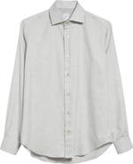Eleventy Cotton Blend Mélange Button-Up Shirt