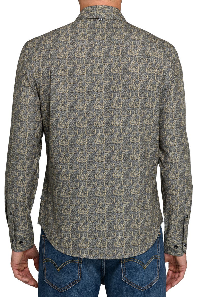 Ornate Print Woven Long Sleeve Basic, Alternate, color, OLIVE