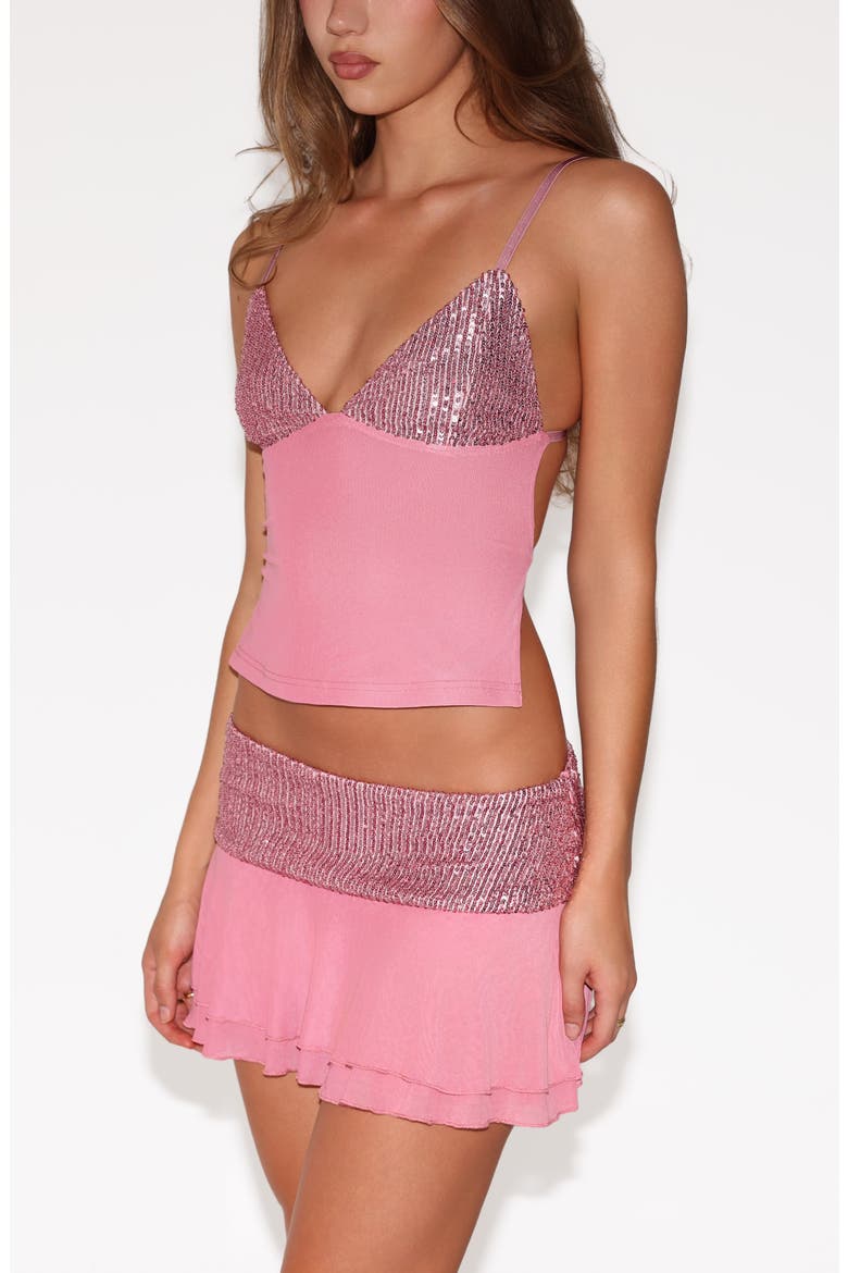 Syla Sequin Waist Miniskirt, Alternate, color, ROSE